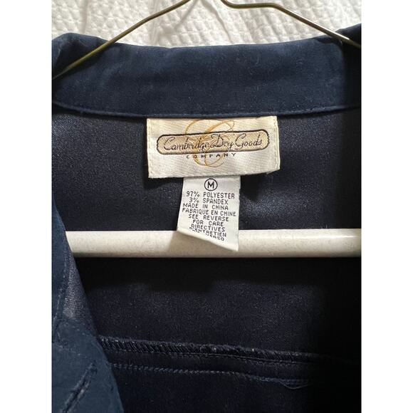 Vintage Cambridge Dry Goods - Medium - Navy Button Up Faux Suede Belted Vest - Picture 2 of 5